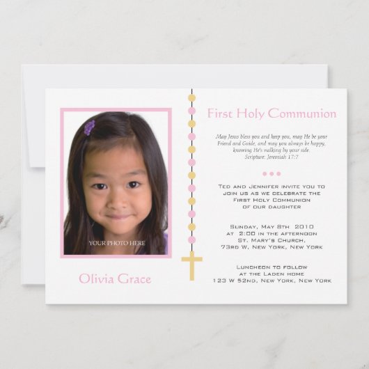 Invitation Première communion - Fille (Devant)