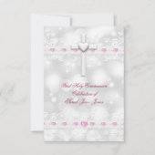 Invitation Première communion fille Blanc Argent (Devant)