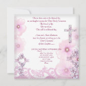 Invitation Première communion fille Cœur rose (Dos)