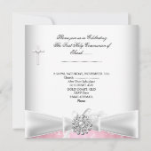 Invitation Première communion fille Fleur rose blanc (Dos)