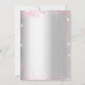 Invitation Première communion fille florales rose argent bril (Dos)