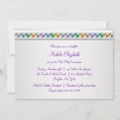 Invitation Première communion fille Violet Blanc Rhinestones (Dos)