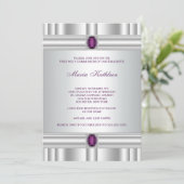 Invitation Première communion filles blanc violet (Debout devant)
