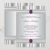 Invitation Première communion filles blanc violet (Devant / Derrière)