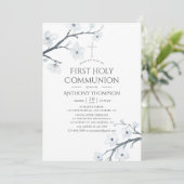 Invitation Première communion Fleurs de cerisier blanc (Debout devant)