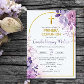 Invitation Première Communion Fleurs Violettes Mig