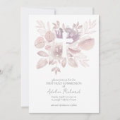 Invitation Première communion florale aquarelle (Devant)