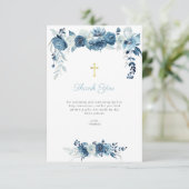 Invitation première communion florale bleue (Debout devant)