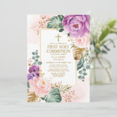 Invitation Première communion florale de Bohême de Bohême (Debout devant)