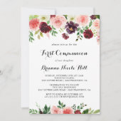 Invitation Première communion florale de printemps rose de Bo (Devant)