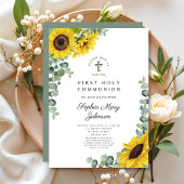 Invitation Première communion florale élégante