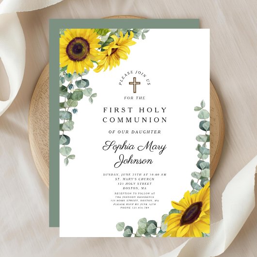 Invitation Première communion florale élégante