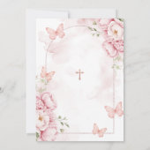 Invitation Première communion florale rose avec fille (Dos)