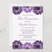 Invitation Première communion florale violette (Devant)