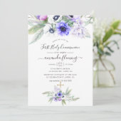 Invitation Première communion florale violette pastel (Debout devant)