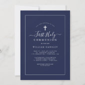 Invitation Première communion garçons marine  (Devant)