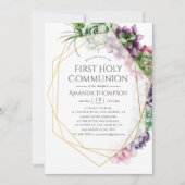 Invitation Première communion géométrique succulente (Devant)
