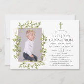 Invitation Première communion géométrique verdoyante (Devant)