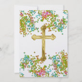 Invitation Première communion Glitterie colorée (Devant)