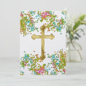 Invitation Première communion Glitterie colorée (Debout devant)