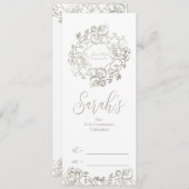 Invitation Première Communion Gold Floral (Devant / Derrière)