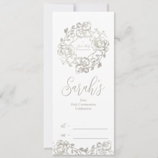 Invitation Première Communion Gold Floral