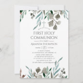Invitation Première communion hivernale de verdure rustique (Devant)