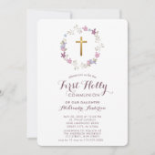 Invitation Première communion holistique de la couronne flora (Devant)