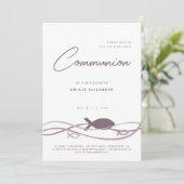 Invitation Première Communion - Ichthys Poisson Violet Modern (Debout devant)