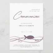 Invitation Première Communion - Ichthys Poisson Violet Modern (Devant)