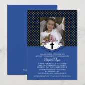 Invitation Première communion Inviation de pois moderne (Devant / Derrière)