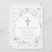 Invitation Première Communion Invitation, Personnaliser, Flor (Devant)