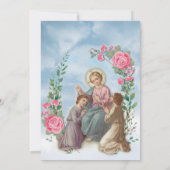 Invitation Première communion Jésus avec enfants Floral (Dos)