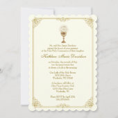 Invitation Première communion Jésus Floral Vintage (Devant)