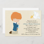 Invitation Première communion, le Garçon de Haired (Devant / Derrière)