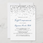 Invitation Première communion minimaliste Confetti Argent (Devant)