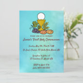 Invitation Première communion modifiable calice et raisins (Debout devant)