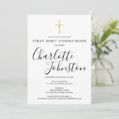 Invitation Première communion noire et or (Debout devant)
