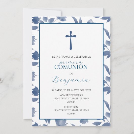 INVITATION PREMIÈRE COMMUNION OU ÉVÉNEMENT RELIGIE (Devant)