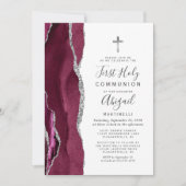 Invitation Première communion pailletée d'argent Agate de Bou (Devant)