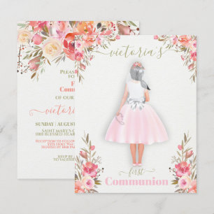 Invitation Première Communion personnalisée Portrait Girl