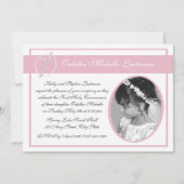 Invitation Première communion photo rose (Devant)