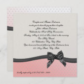 Invitation Première communion Pointe rose Polka avec Bow (Devant / Derrière)