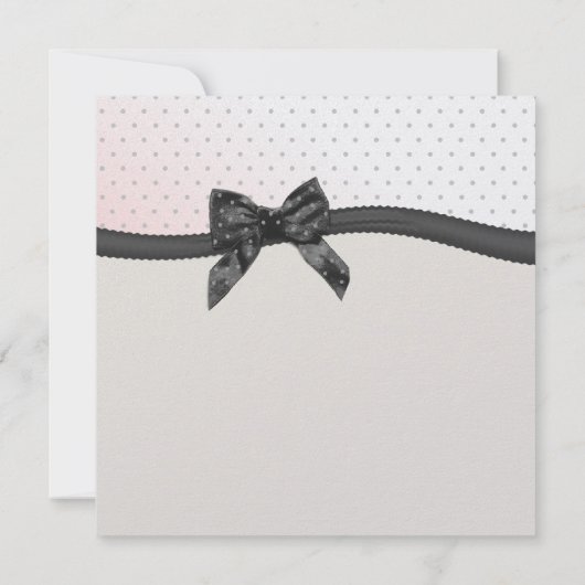 Invitation Première communion Pointe rose Polka avec Bow (Dos)