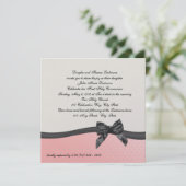 Invitation Première communion Pointe rose Polka avec Bow (Debout devant)
