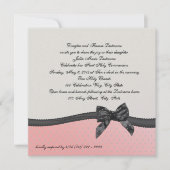 Invitation Première communion Pointe rose Polka avec Bow (Devant)