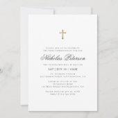 Invitation Première communion pour lui | Croix dorée minimali (Devant)