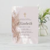 Invitation Première communion pour sa croix d'aquarelle d'or (Debout devant)
