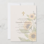 Invitation Première communion pour sa florale de tournesol ru (Devant)