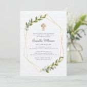 Invitation Première Communion Pour Sa Flore Géométrique Rusti (Debout devant)